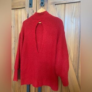 Like new Soft knit long sweater with key hole back & ballon sleeves!